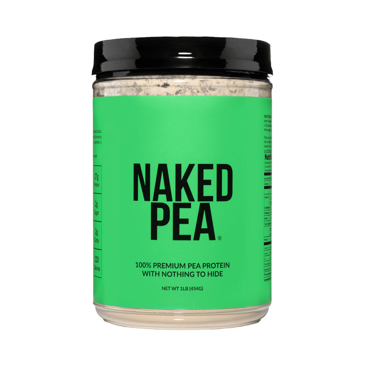 NAKED Pea frente del envase mostrando etiqueta y pureza