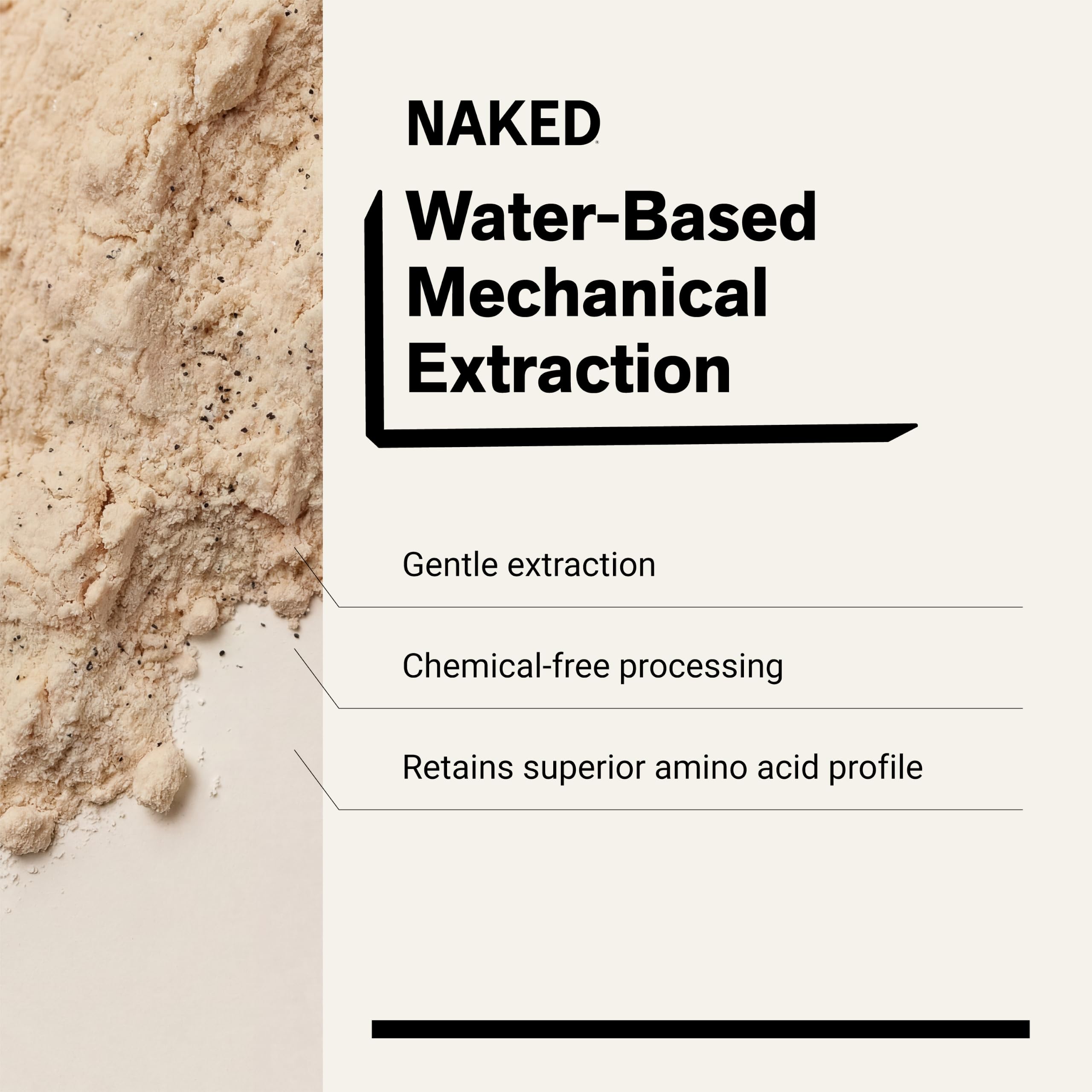 NAKED guisantes amarillos y azúcar de coco orgánico junto al envase, ingredientes simples