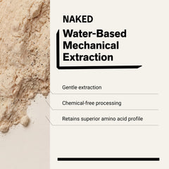 NAKED guisantes amarillos y azúcar de coco orgánico junto al envase, ingredientes simples