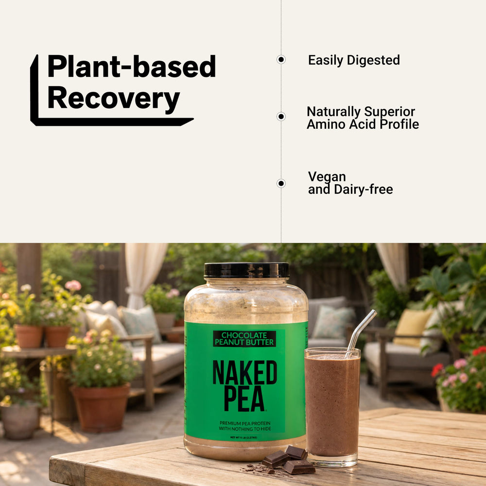 NAKED Pea porciones y taza para comparar tamaño del servicio