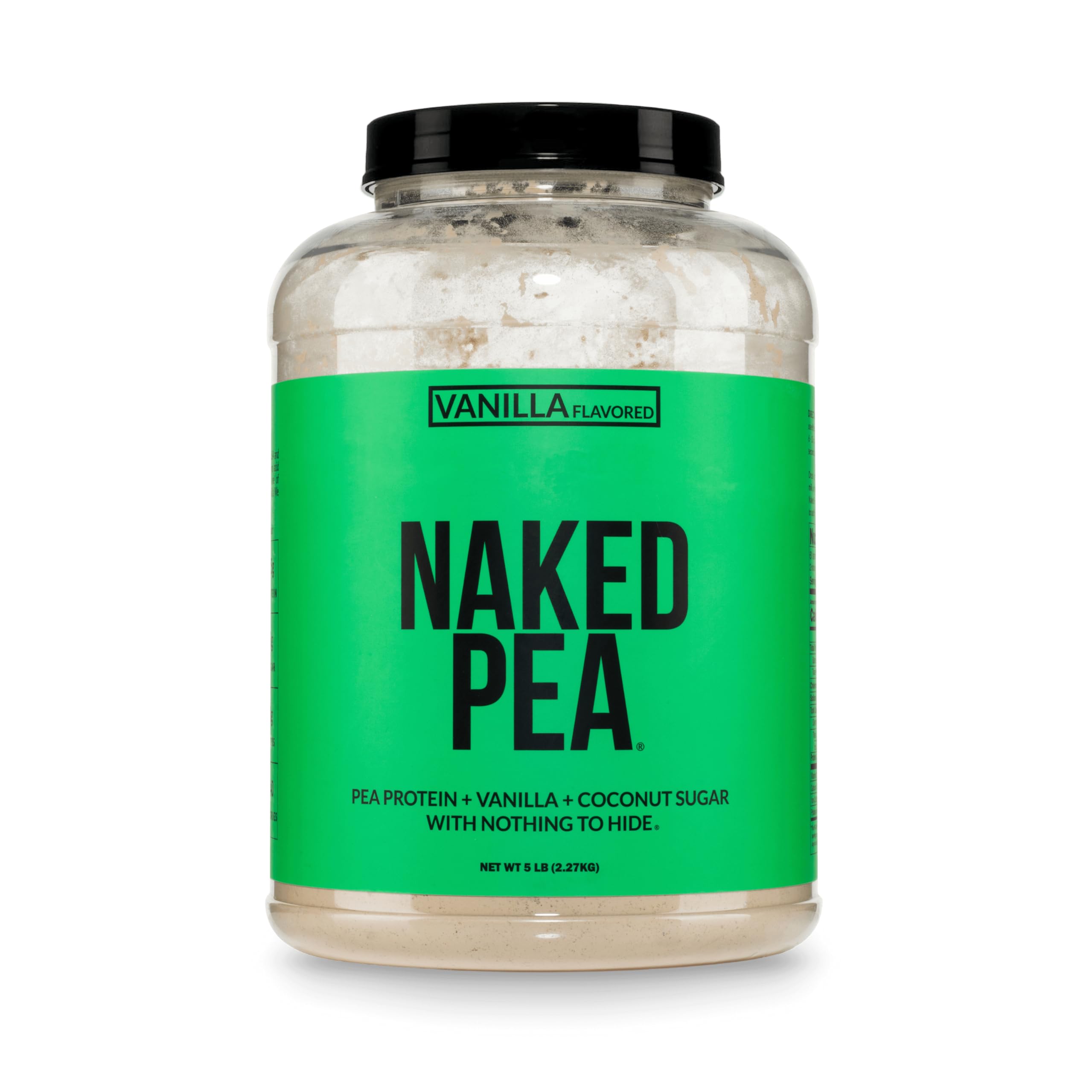 NAKED paquete frontal de Naked Pea Vainilla mostrando etiqueta clara y beneficios