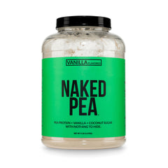 NAKED paquete frontal de Naked Pea Vainilla mostrando etiqueta clara y beneficios