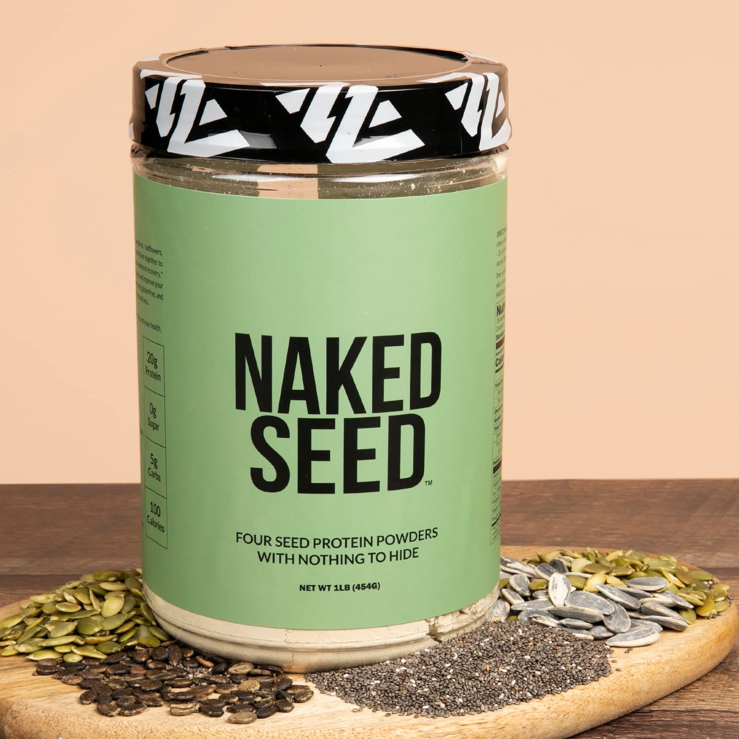 Naked Seed semillas y etiqueta: calabaza, girasol, sandía y chía, transparencia de ingredientes