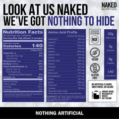 Naked resalta la etiqueta con certificación NSF que garantiza pureza