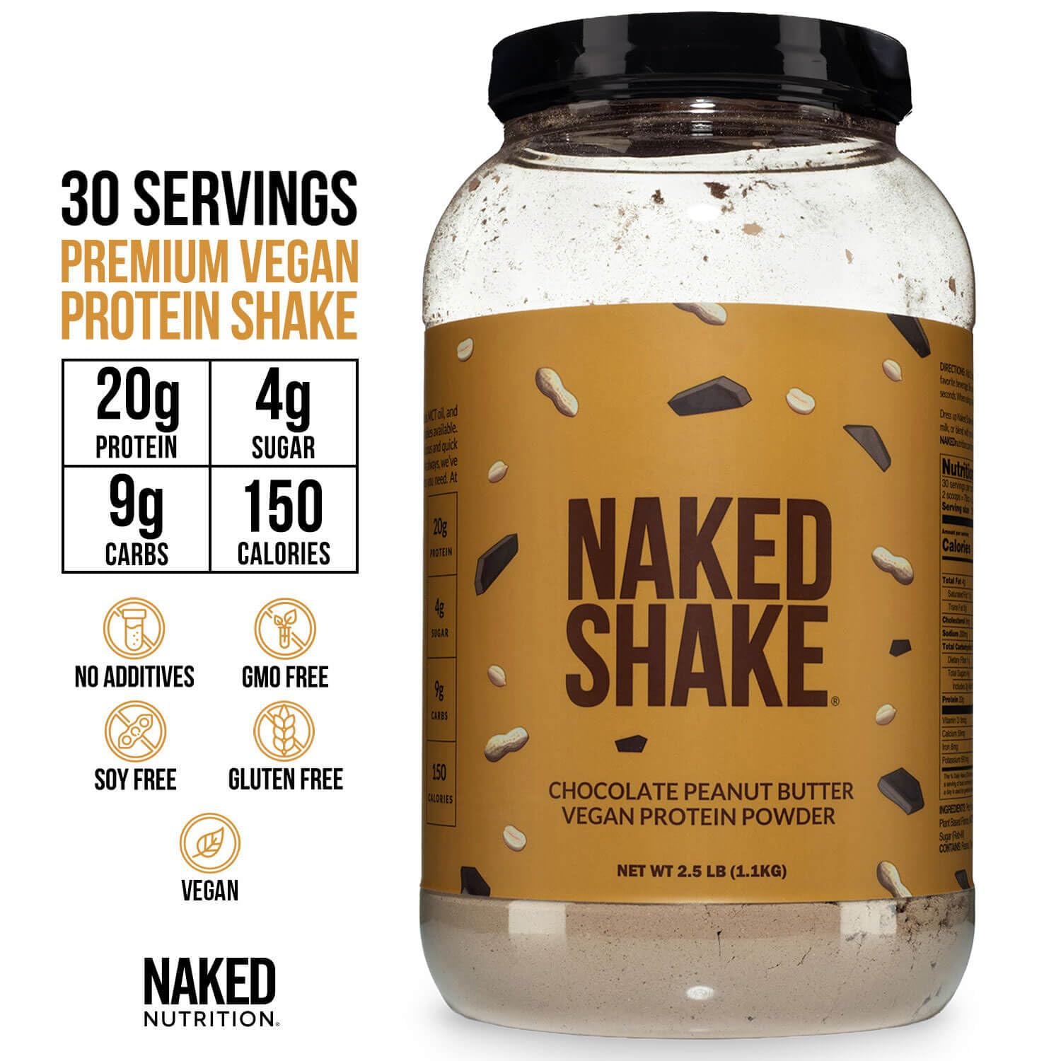 NAKED ingredientes: cacao y cacahuete que dan sabor sin aditivos