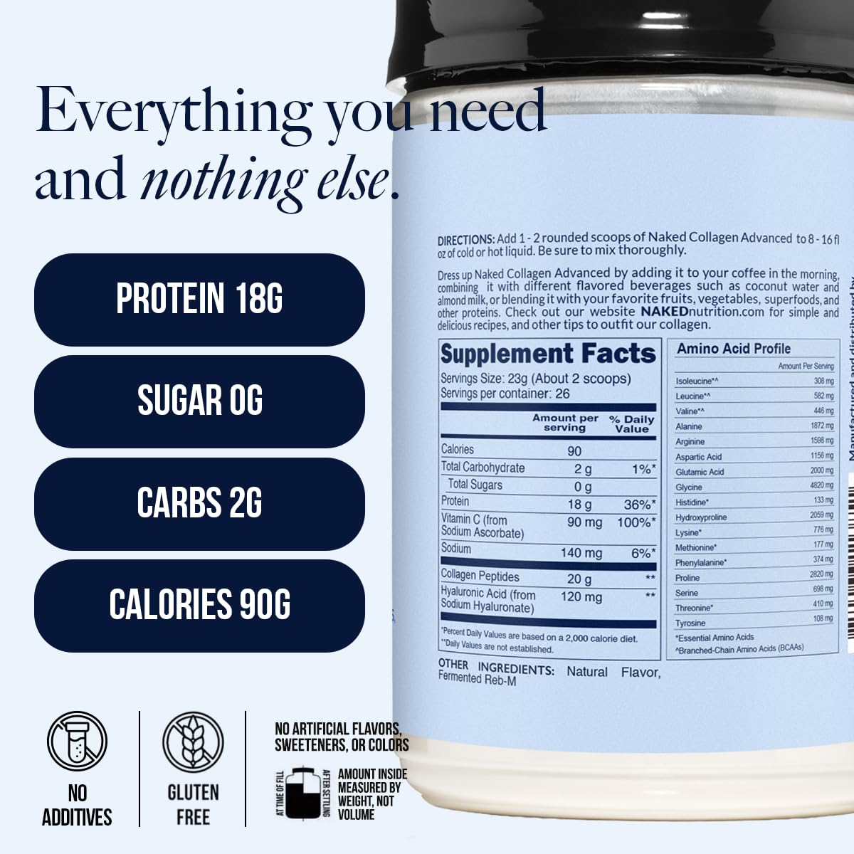 NAKED polvo mezclado en café caliente, integración rápida sin grumos
