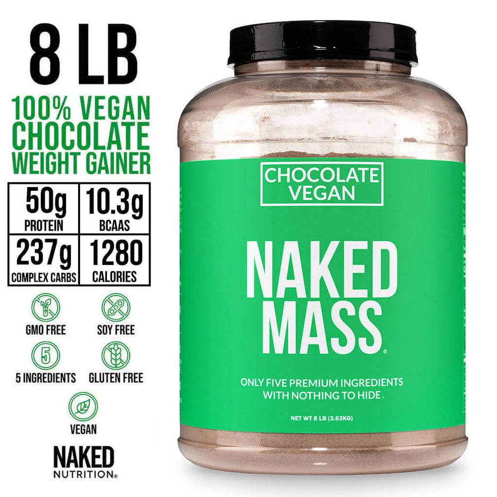 Detalle de la lista de ingredientes de NAKED Vegan Mass, destacando solo cinco ingredientes limpios