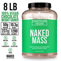 Detalle de la lista de ingredientes de NAKED Vegan Mass, destacando solo cinco ingredientes limpios
