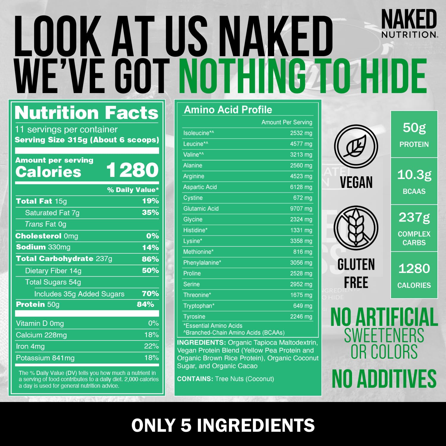 Comparación de tamaño del bote NAKED Vegan Mass con una mano para valorar la cantidad