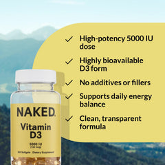 NAKED persona tomando softgel, favorece rutina diaria y apoyo en movilidad