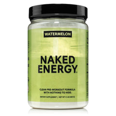 NAKED envase frontal Watermelon Energy mostrando certificación NSF y beneficio de pureza