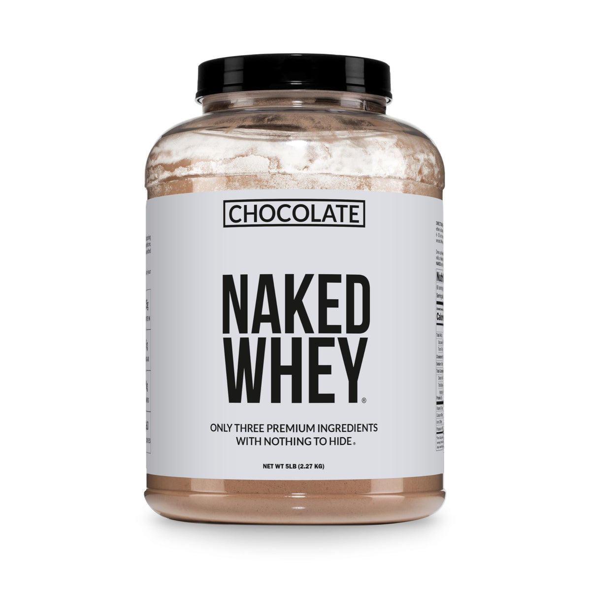 NAKED Whey presentación frontal mostrando el bote y beneficios claros