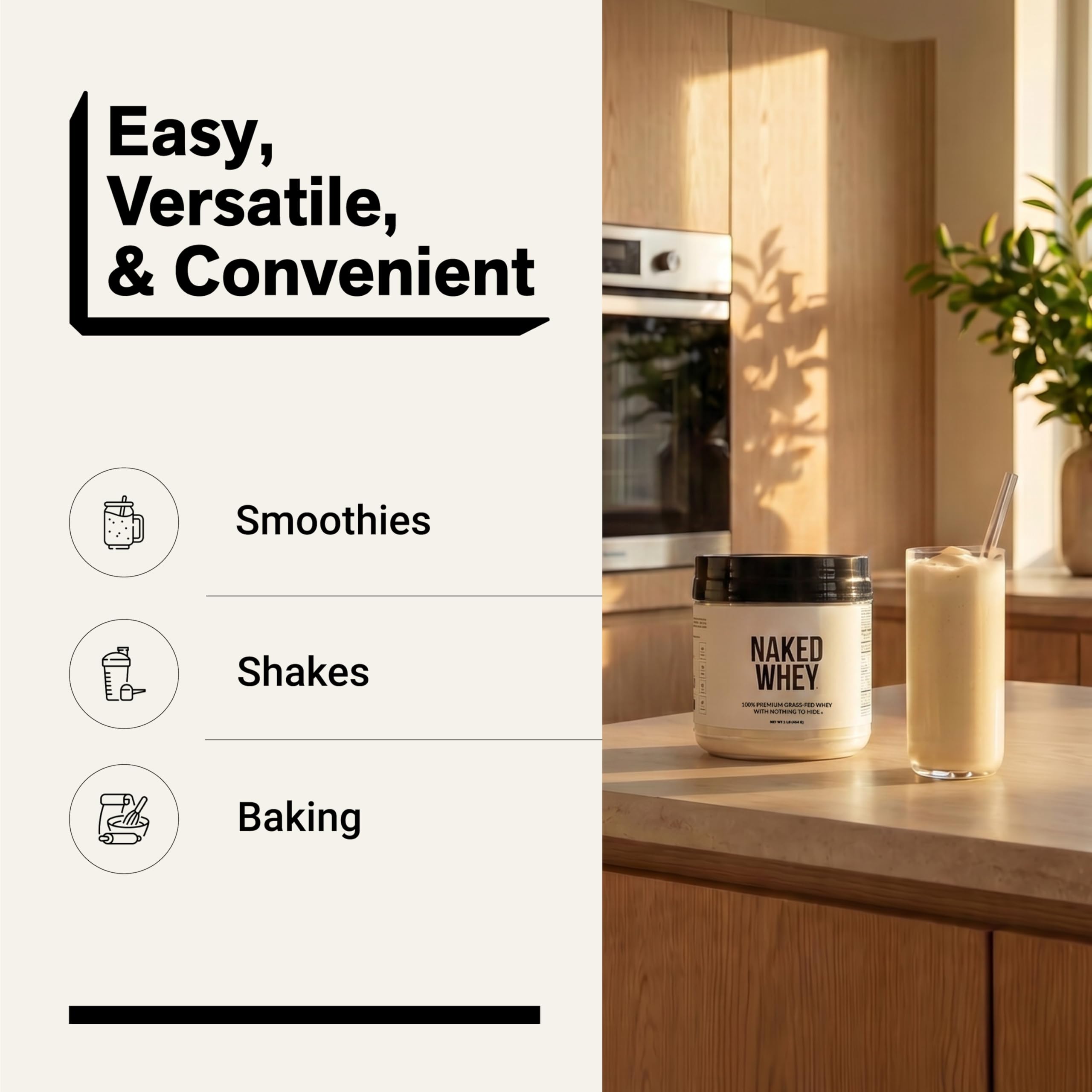 NAKED Whey comparación de tamaño del envase 1lb para referencia