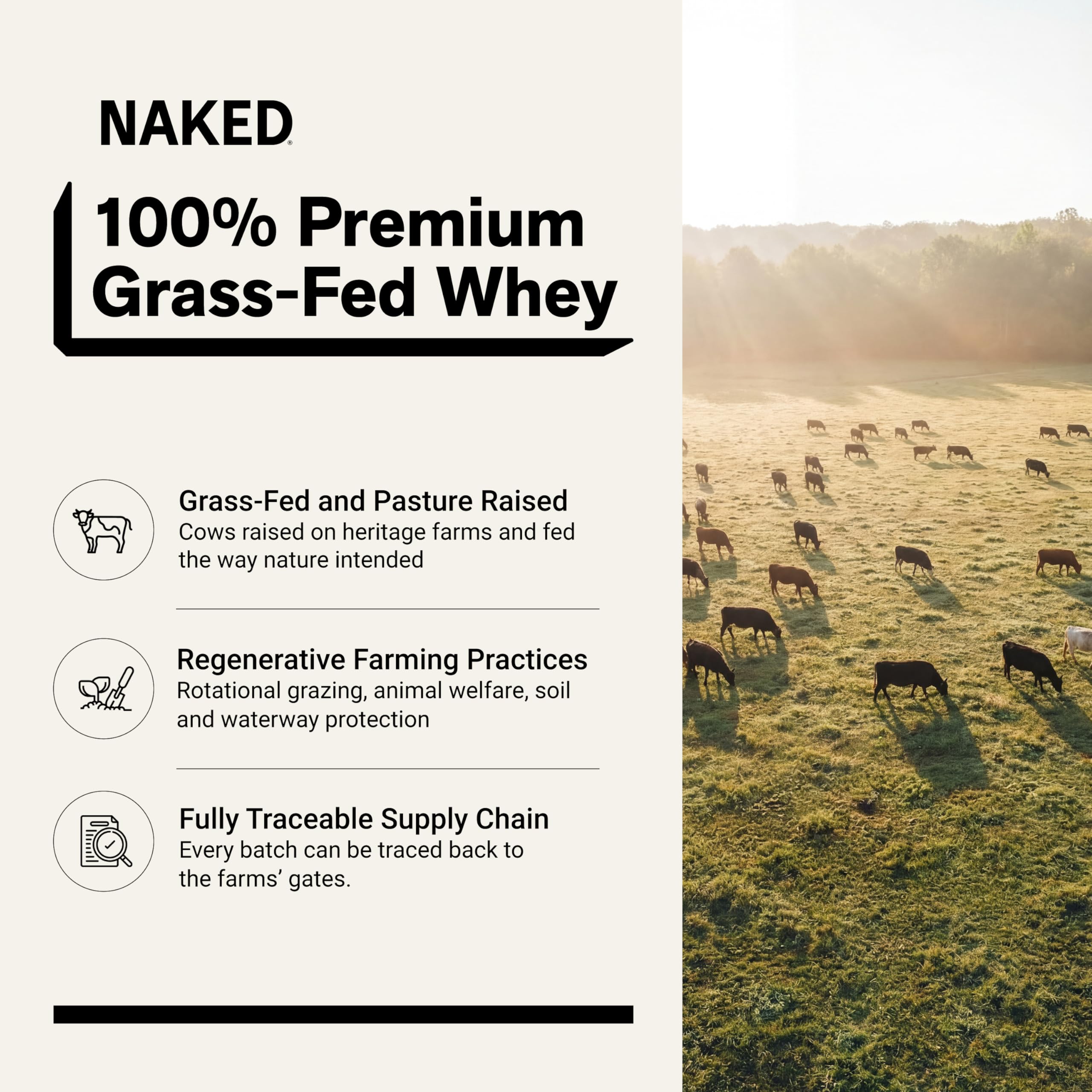 NAKED Whey etiqueta con sello NSF Certified que garantiza pureza
