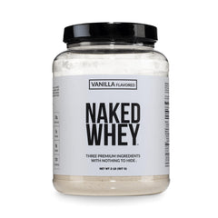 NAKED Whey frente del envase mostrando diseño y 24 servicios, claridad de ingredientes