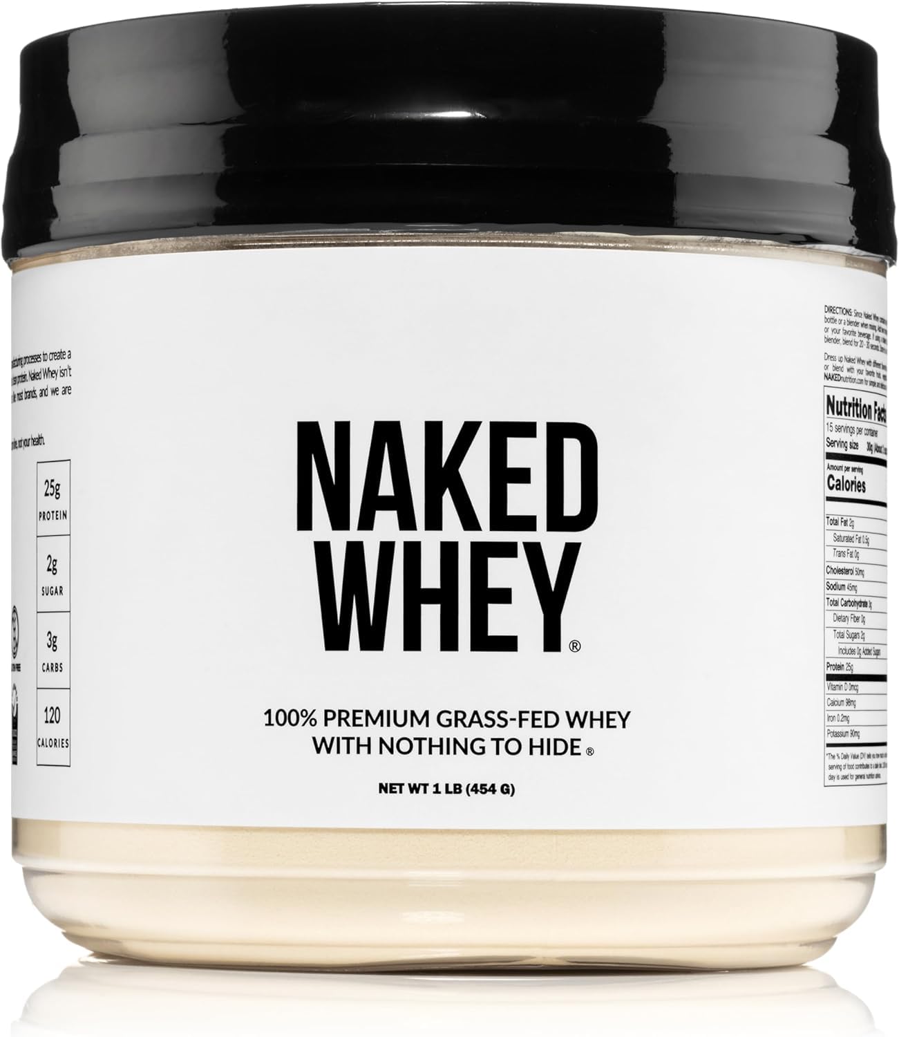 NAKED Whey vista frontal del envase que muestra la etiqueta y pureza