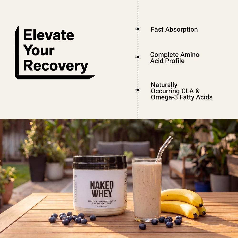 NAKED Whey etiqueta de ingredientes único mostrando origen grass fed