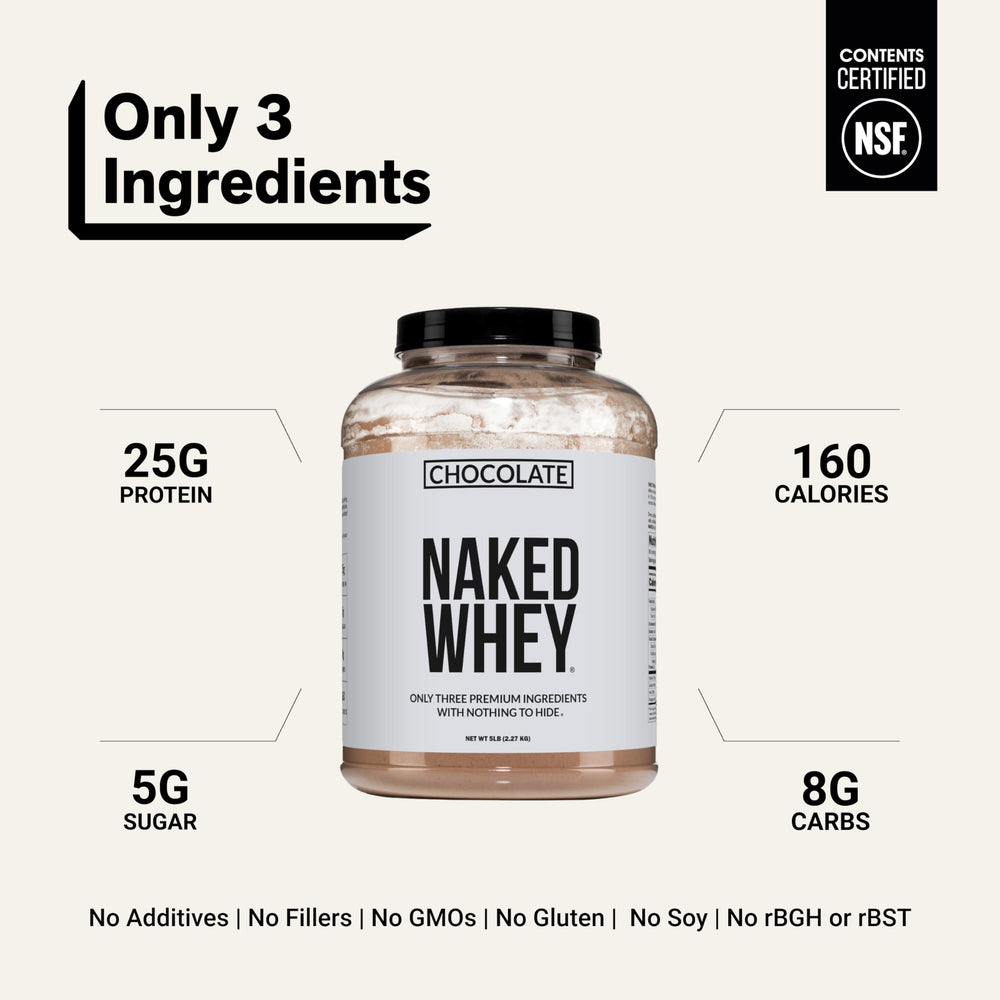 NAKED Whey cucharada con porción para medir 25 g de proteína