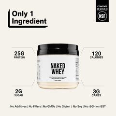 NAKED Whey primer plano del polvo que destaca su finura y mezcla fácil