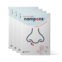 Nampons paquete frontal mostrando 24 unidades y diseño compacto, facilita llevarlo en bolso