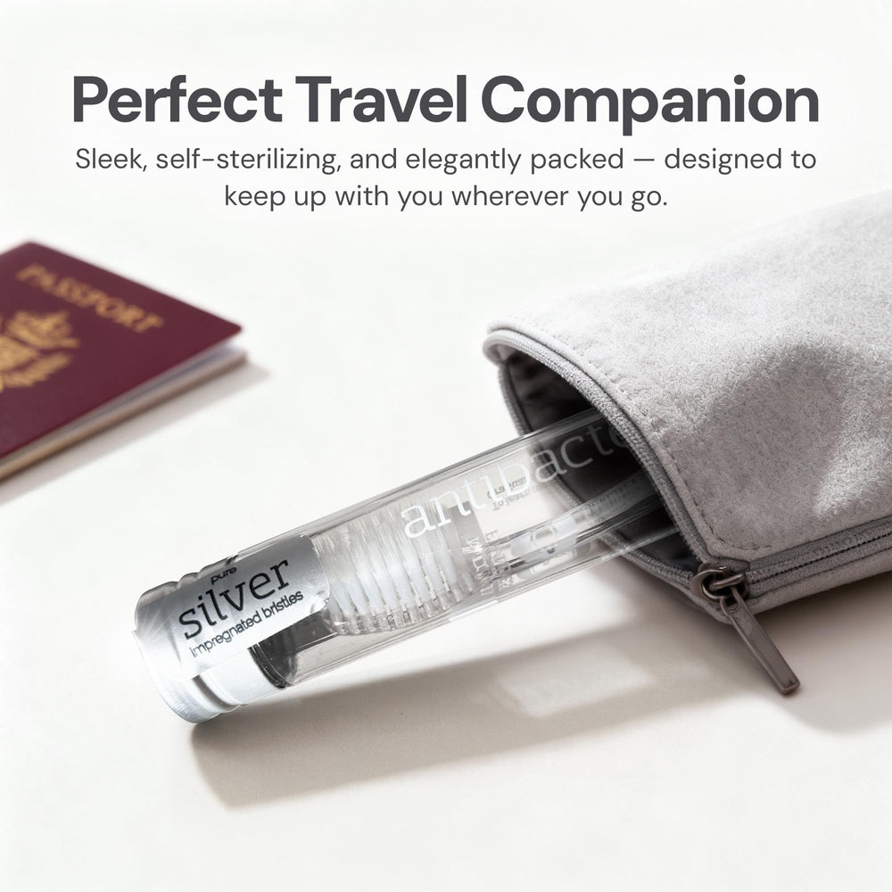 Nano-b cepillo en neceser listo para viaje, mantiene higiene portátil