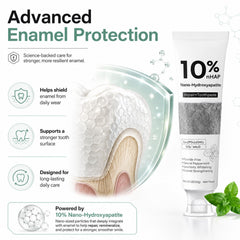 Generic Nano-Hydroxyapatite Toothpaste detalle de micropartículas NHA en superficie