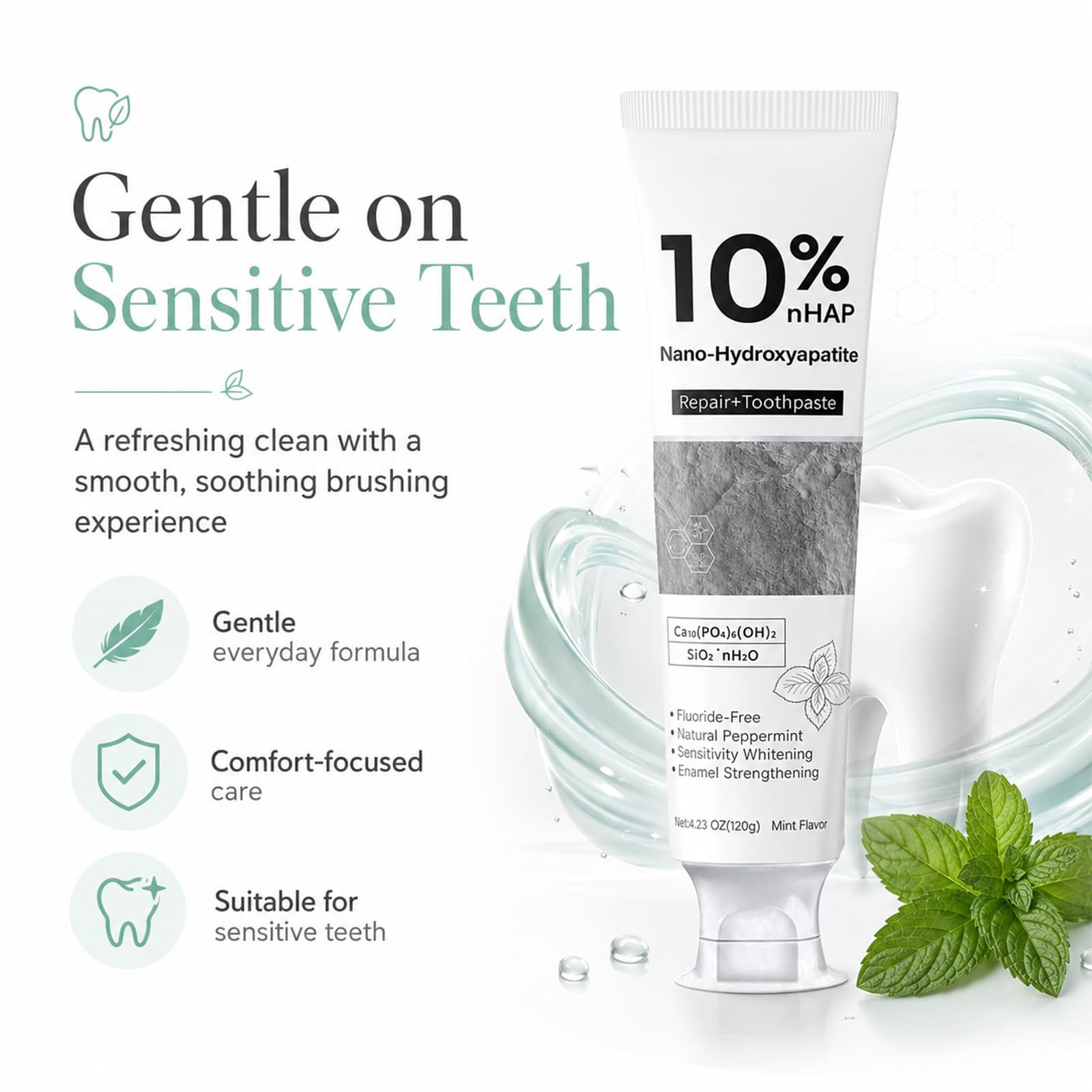 Generic Nano-Hydroxyapatite Toothpaste entorno de baño estilo de vida para rutina diaria