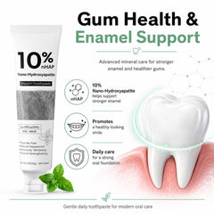 Generic Nano-Hydroxyapatite Toothpaste etiqueta con ingredientes y beneficios claros