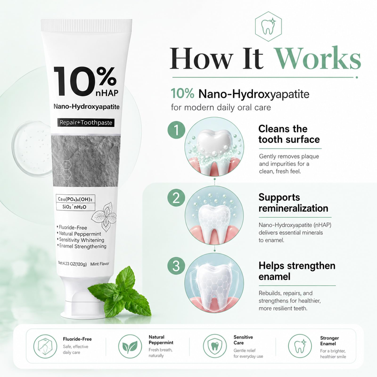 Generic Nano-Hydroxyapatite Toothpaste familia usando producto en momento cotidiano