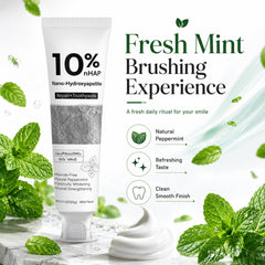 Generic Nano-Hydroxyapatite Toothpaste textura cremosa en primer plano para limpieza suave
