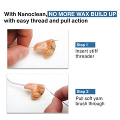 NanoClean dispensador en mano ilustrando extracción sencilla y almacenamiento higiénico
