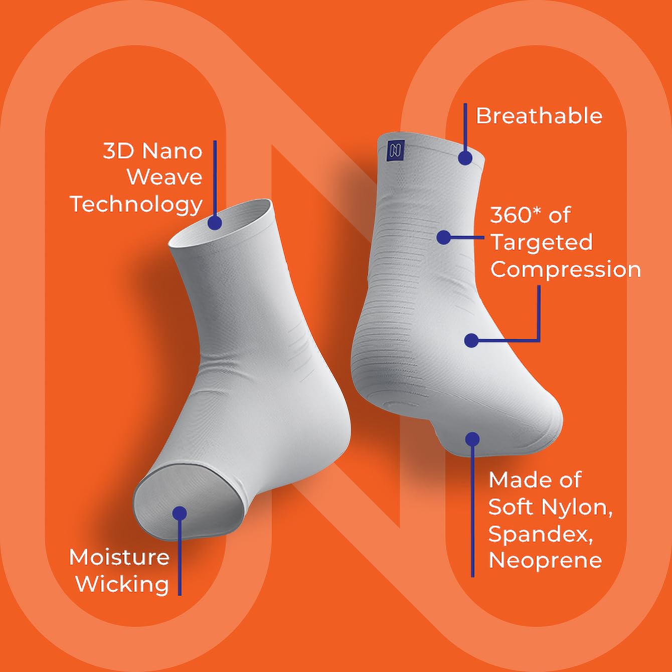 NanoSocks puesto en pie dentro de zapato mostrando soporte diario