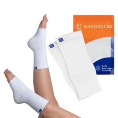 NanoSocks vista frontal del empaque que destaca soporte y comodidad