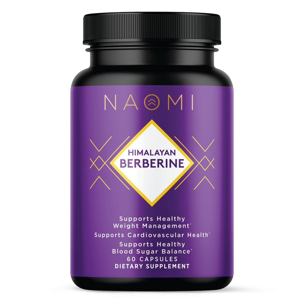 NAOMI envase frontal de Himalayan Berberine 500mg mostrando beneficio de pureza alta