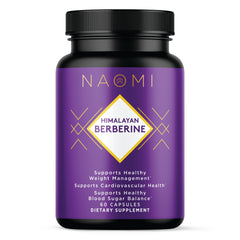 NAOMI envase frontal de Himalayan Berberine 500mg mostrando beneficio de pureza alta