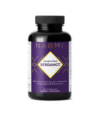 NAOMI botella frontal del suplemento bergamot para identificar el envase y beneficios