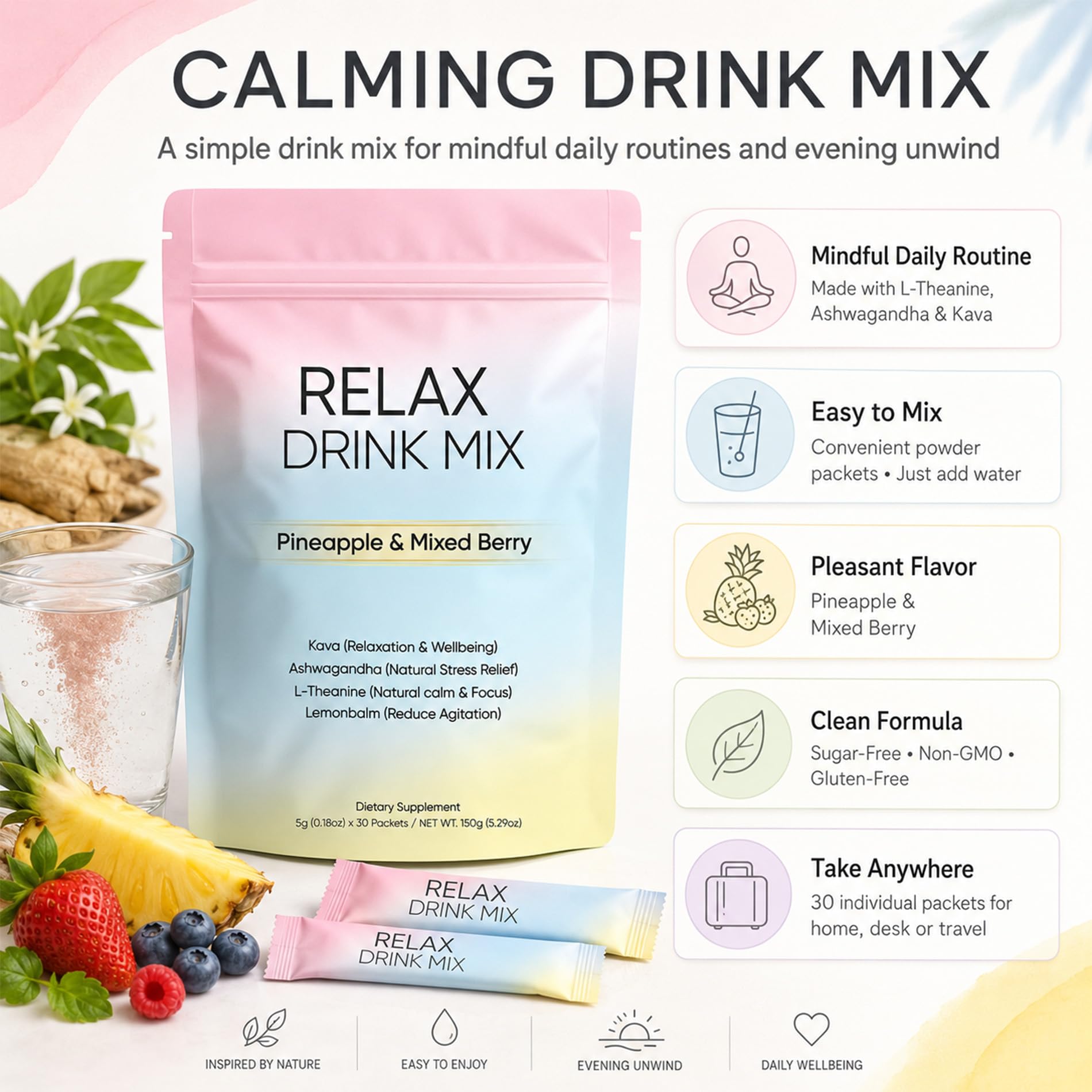 NAPEXIX vaso con bebida mezclada y hielo para una refrescante sensación calmante