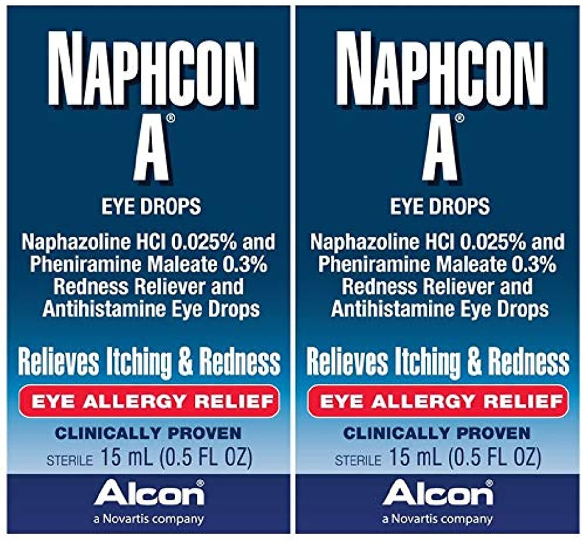 Naphcon A frasco frontal 15 ml mostrando etiqueta clara para alivio rápido
