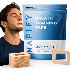 Napify empaque frontal mostrando 30 tiras y facilidad de guardado
