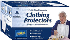 Napkleen empaque frontal pack de 50 baberos mostrando protección higiénica