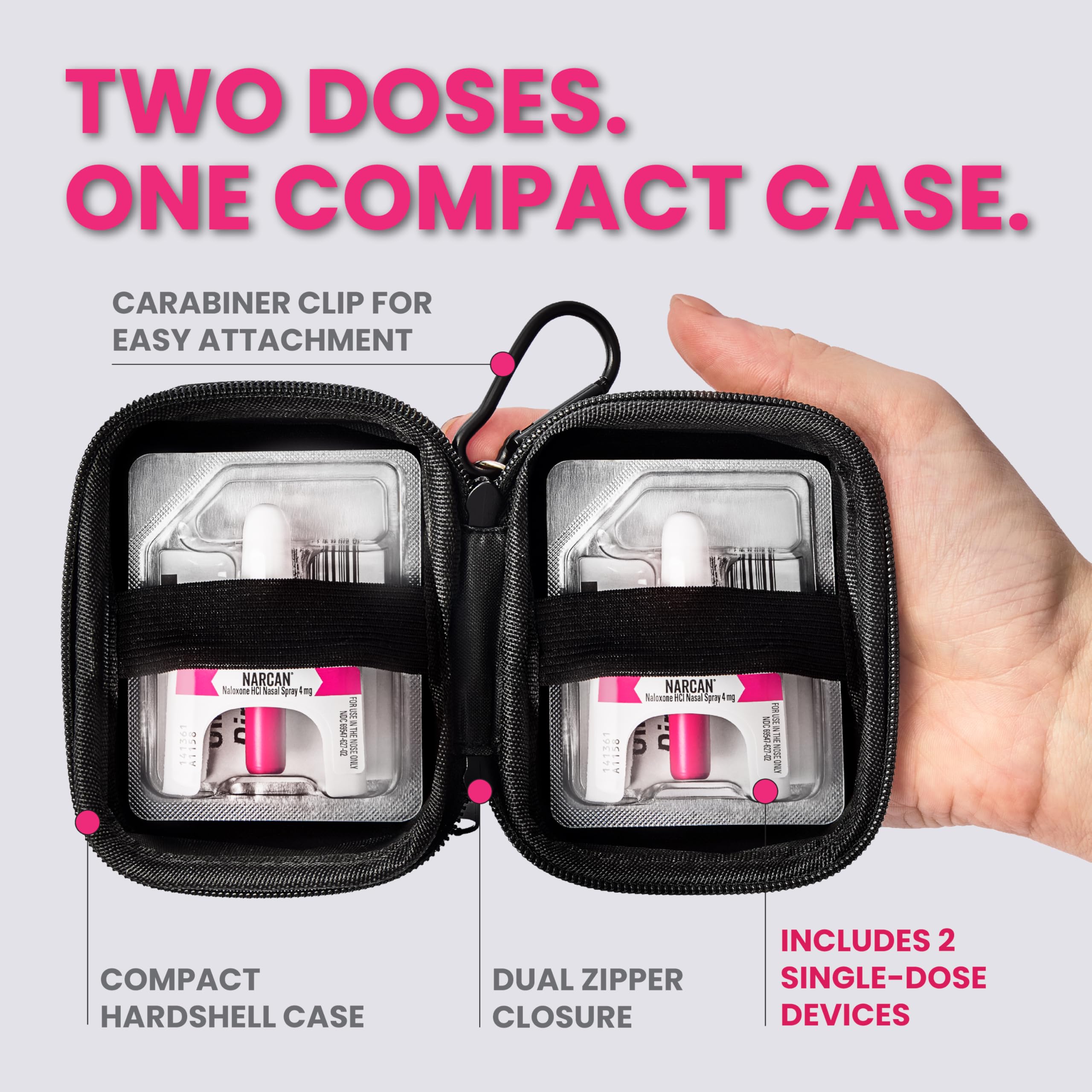 NARCAN primer plano del dispositivo nasal resaltando boquilla y diseño fácil de usar