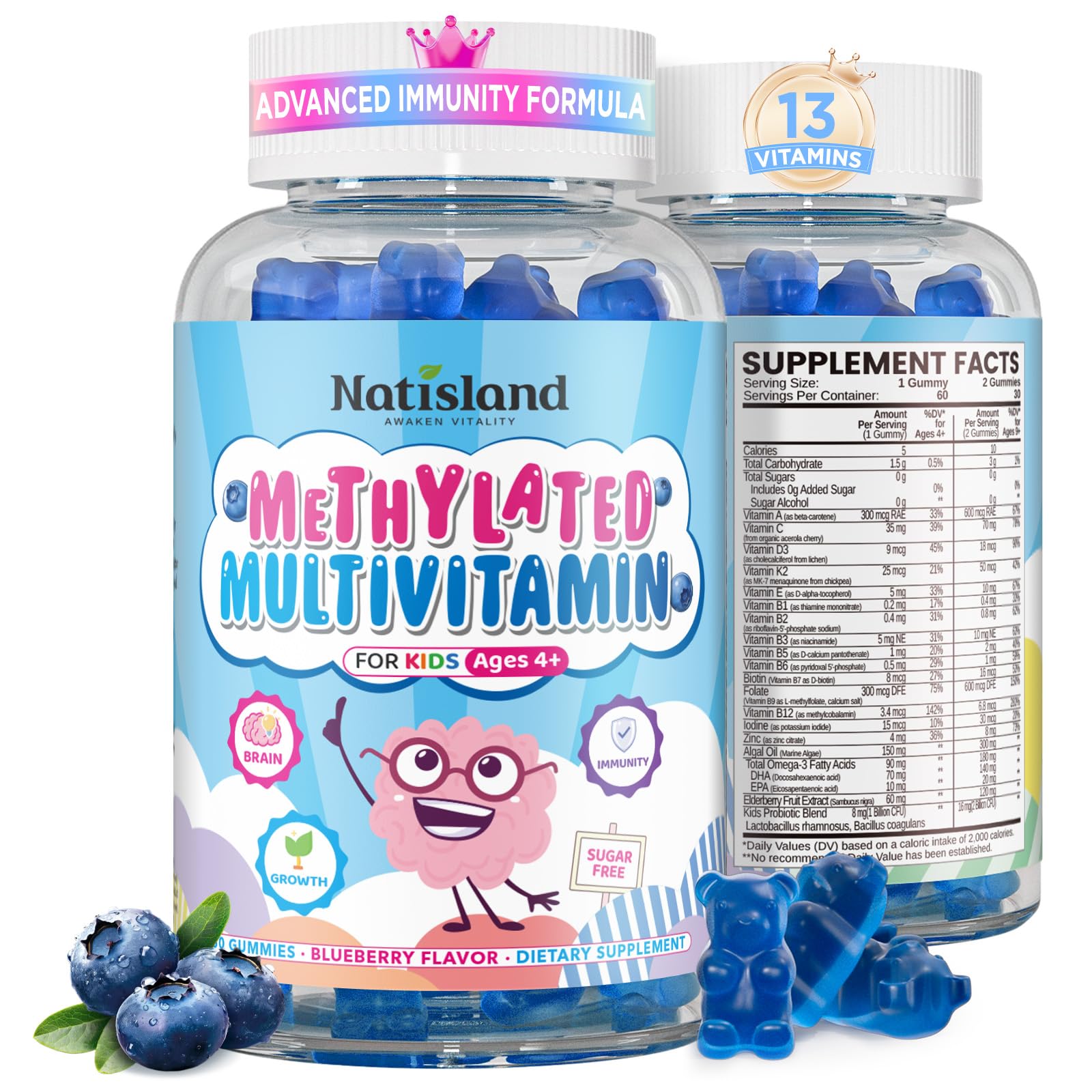 NATISLAND envase frontal de las gomitas, fácil de identificar y conveniente