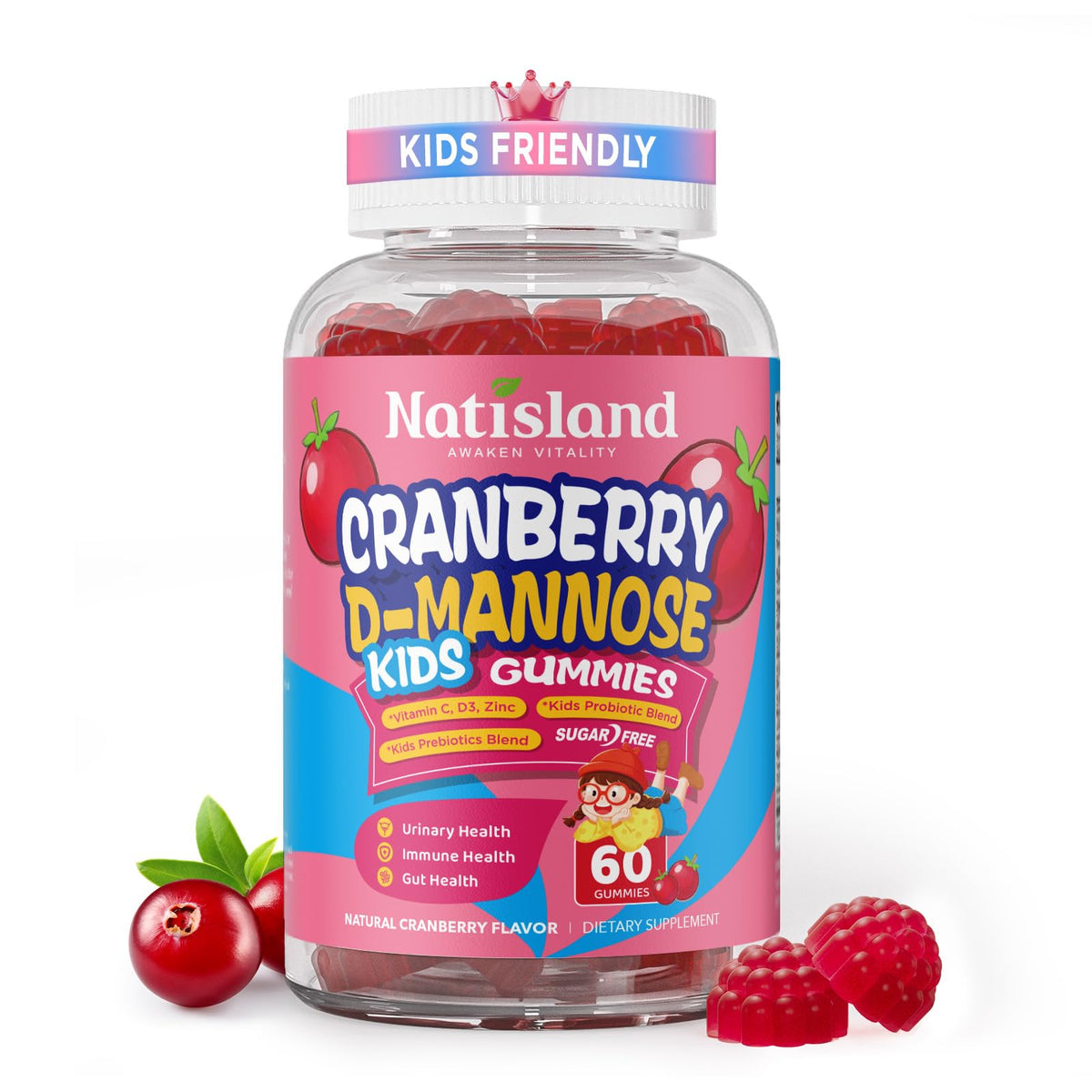 NATISLAND gomitas frontal del envase mostrando cantidad y beneficios