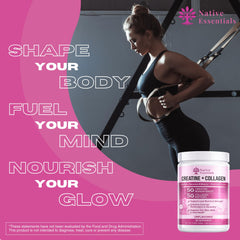 Native Essentials mujer entrenando en gimnasio beneficiándose de fuerza y recuperación