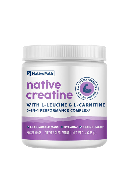 NativePath envase frontal del producto mostrando 30 dosis y fórmula 3 en 1