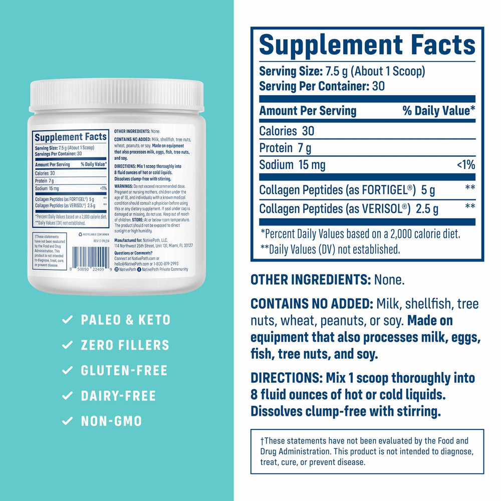 NativePath etiqueta con lista de ingredientes y origen de pastura