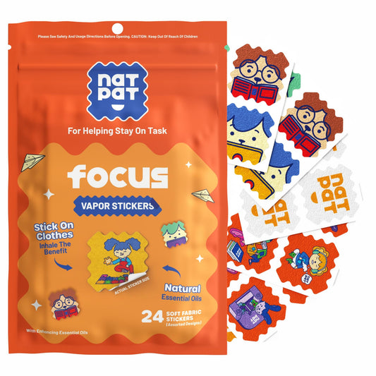 NatPat focus patch on clothes promotes calm focus during class.