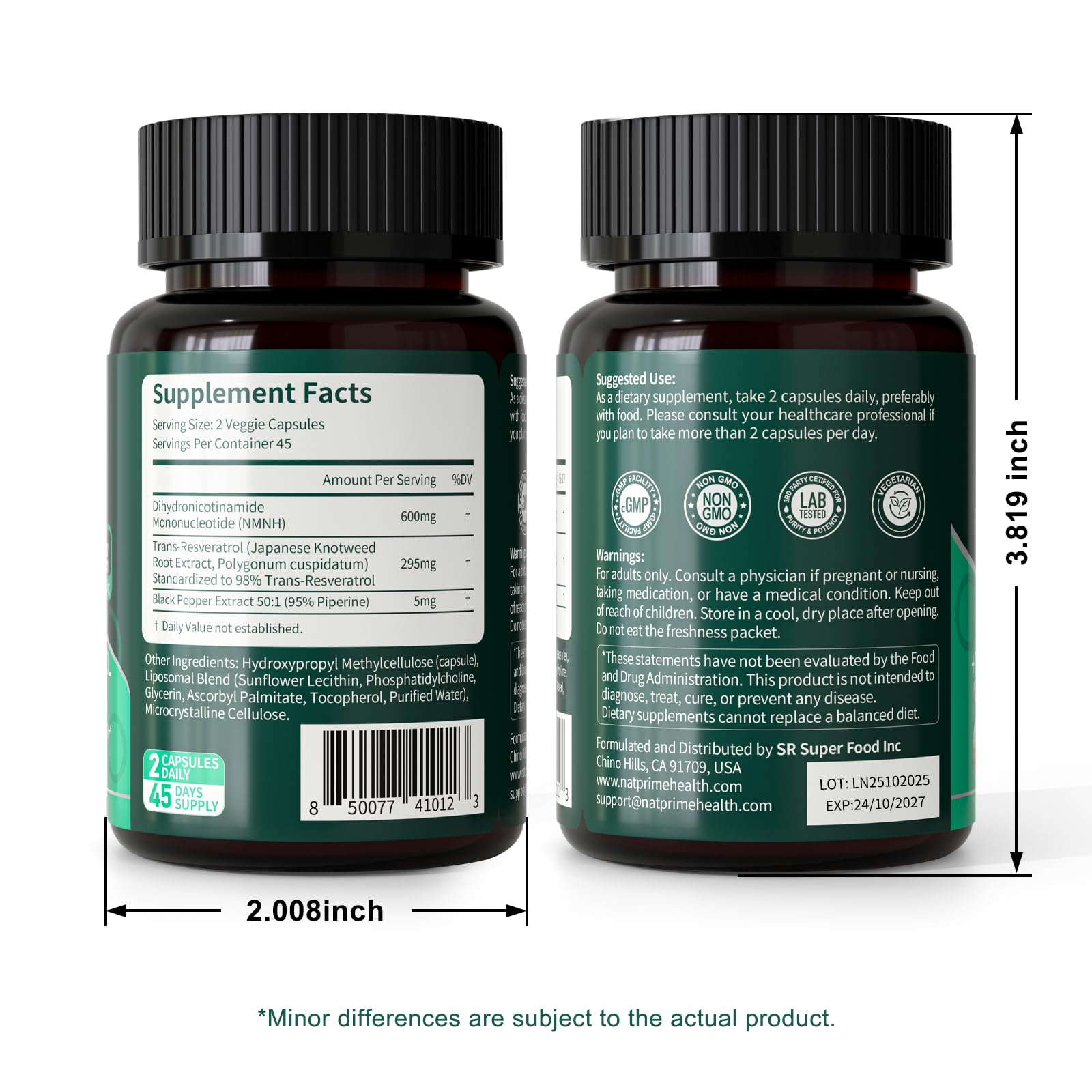 Natprime NMNH: envase de 90 cápsulas para 45 días de uso