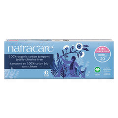 natracare frente del envase mostrando 20 tampones, opción natural
