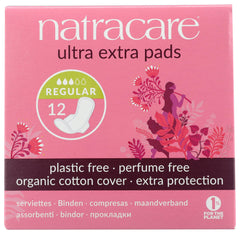 natracare empaque frontal mostrando diseño y sello ecológico, transmite confianza